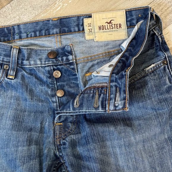 Men's Hollister Button Fly Factory Distressed Jeans - 32x32 - Picture 2 of 11